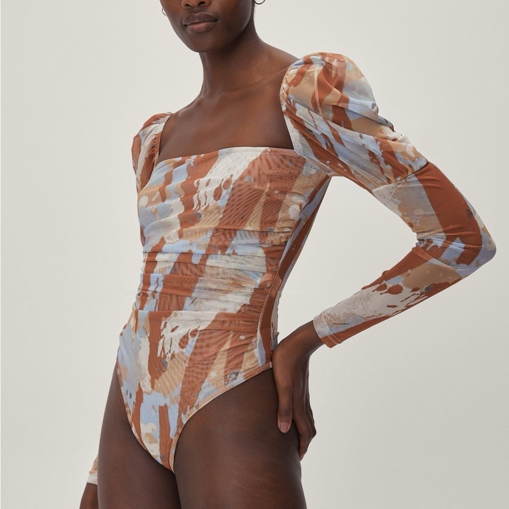 Marble Puff Sleeve Bodysuit